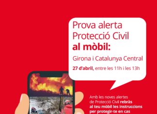 La Catalunya Cental realitzarà una prova d’enviament d’alertes de Protecció Civil al mòbil el 27 d’abril