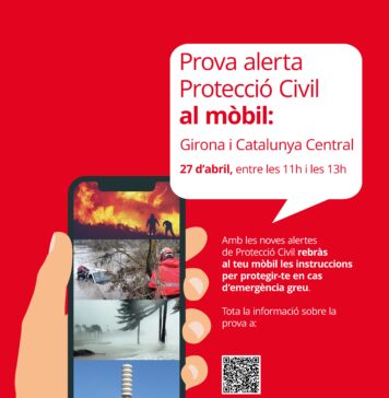 La Catalunya Cental realitzarà una prova d’enviament d’alertes de Protecció Civil al mòbil el 27 d’abril