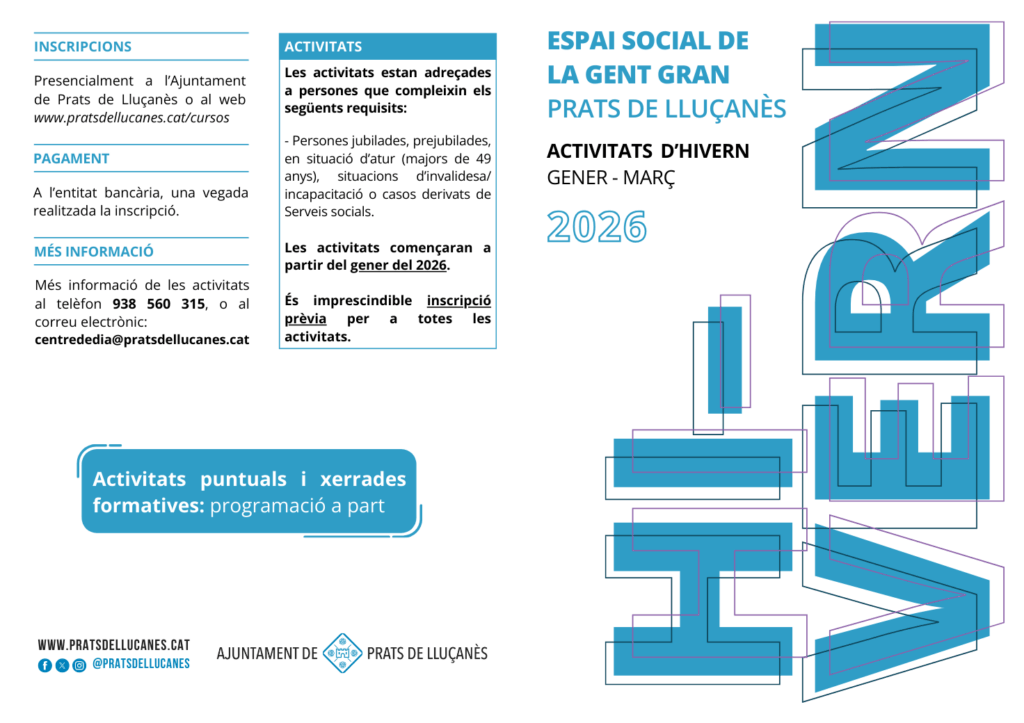 Arriben les activitats d'hivern a l'Espai Social de la Gent Gran